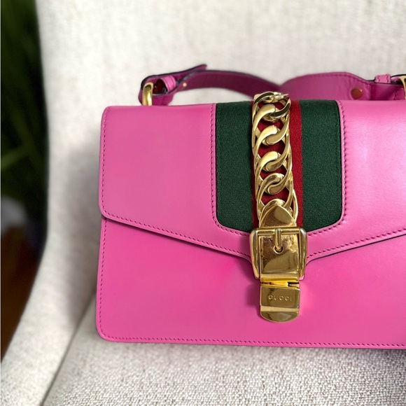 Authentic Gucci Sylvie Leather Shoulder Bag pink leather - Picture 4 of 16